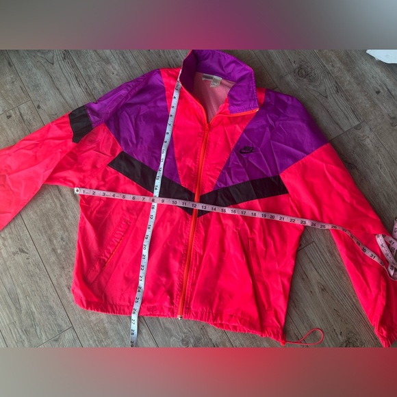 80s 90s Vintage Nike Swoosh Neon Colorblock Windbreaker Jacket - size M - Picture 7 of 7
